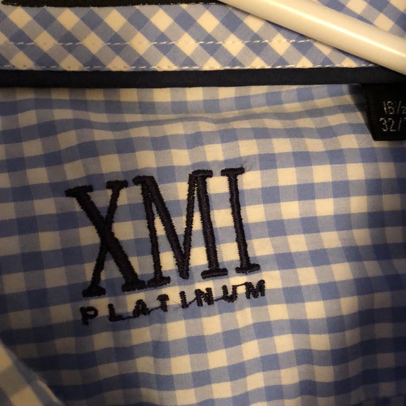 Men’s blue gingham XMI 16 1/2 31-32 shirt - Picture 3 of 6